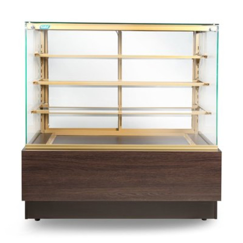 Вітрина кондитерська COLD C-09 PN-w 940×780×1400, викл.500мм, wenge/бронза, R290, вологість 30–80%, дин. охол., авт. розм., для кондитерських
