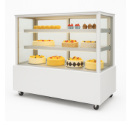 Холодильна вітрина Hurakan HKN-LPD150S, 150 л, 900×670×1200 мм, біла, мармурове облицювання 1,5 см, загартоване скло, LED, R290, для магазину/кафе