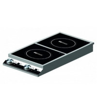 Індукційна плита HURAKAN HKN-ICF70D2V, 2-конфоркова, 7000 Вт, нерж. сталь, 330×840×110 мм, таймер120хв, цифрове джойстик-управління, для кафе