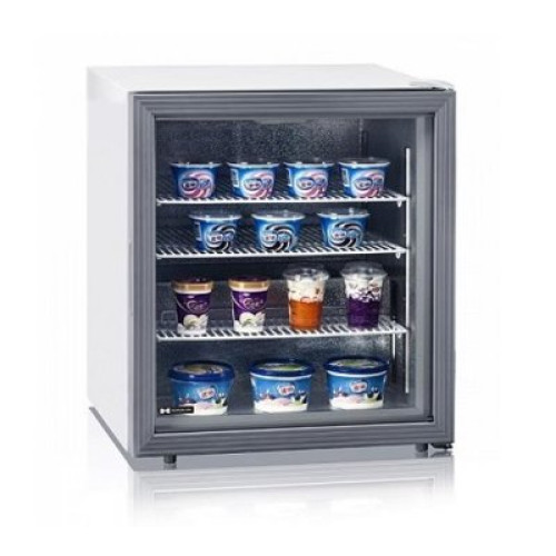 Барна морозильна шафа HURAKAN HKN-UF100G 88 л -15…-22°C скляні двері ел.термостат підсвітка алюм.камера білий 595×520×695 мм для барів