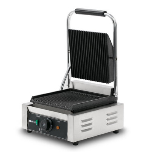 Контактний гриль Hurakan HKN-PE22R, рифлені емальовані чавунні пластини 215×215 мм, корпус із нержавіючої сталі, 1.8 кВт, 50–300 °C