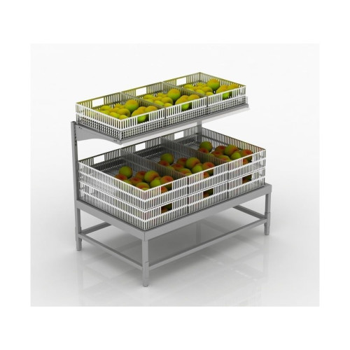 Овочевий стелаж Modern Expo металевий з надставкою 1200х800х1060 мм, пристінний, порошкове фарбування, для магазинів та супермаркетів