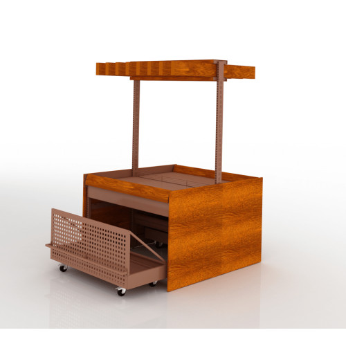 Гондола овочева Modern Expo з виїзними кошиками, 2280х1400х1500 мм, метал/ДСП, острівна, 6 кольорів, для магазинів та супермаркетів