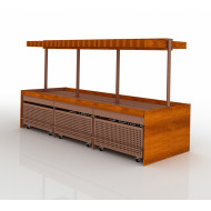 Гондола овочева Modern Expo з виїзними кошиками, 2280х1400х1500 мм, метал/ДСП, острівна, 6 кольорів, для магазинів та супермаркетів