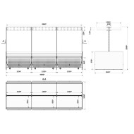 Гондола овочева Modern Expo з виїзними кошиками, 2280х1400х1500 мм, метал/ДСП, острівна, 6 кольорів, для магазинів та супермаркетів