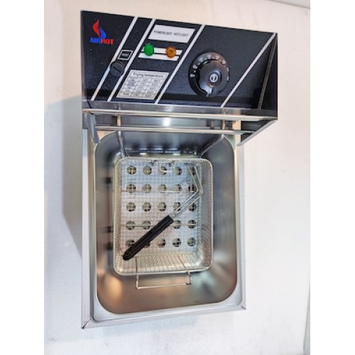 AIRHOT фритюрниця EEF6 економ, 6 л, 1 ванна, кошик GN1/2×150 мм, +60–200°C, 2.5 кВт, 220 В, 2 термостати, 12 міс., Китай, 285×450×310 мм