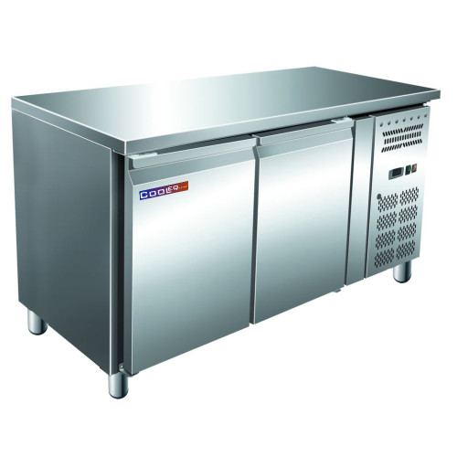 Стіл з морозильною шафою COOLEQ GN2100BT, 314 л, 2 двері, -10…-20°C, R290, гарантія 12 міс, Китай, 1360×700×860 мм