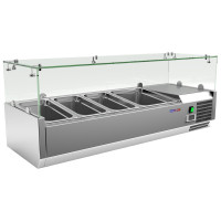 Настільна холодильна вітрина COOLEQ VRX 1200/380, 1200×380×240 мм, 40,3 л, +2…+8 °C, 3×GN1/3+1×GN1/2, R600a, Китай, 12 міс гарантії