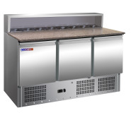 Стіл холодильний для піци COOLEQ PS903, 3 двері, +2…+8 °C, 400 л, 8×GN 1/6, R290 100 г, 1365×700×1100 мм, гарантія 12 міс, Китай