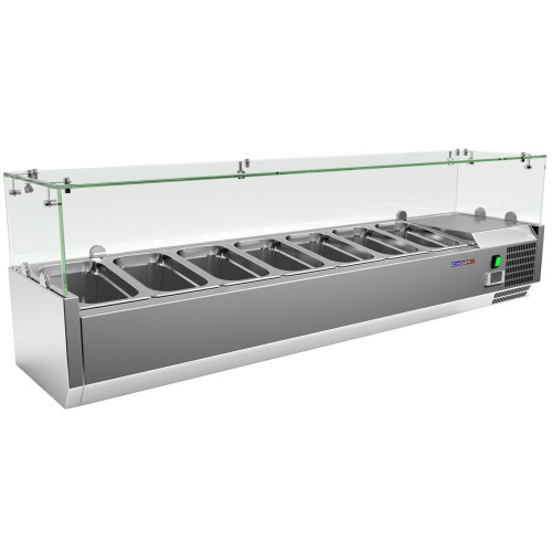 Настольная холодильная витрина COOLEQ VRX 1500/330, 44,1 л, +2…+8 °C, 7×GN1/4, 1500х330х240 мм