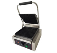 AIRHOT контактный гриль CG одинарный рифленый 1.8кВт 220В +50–300°C, плиты 216×224/236×224 мм, 305×400×220 мм, 13 кг, для кафе, Китай, 12 мес