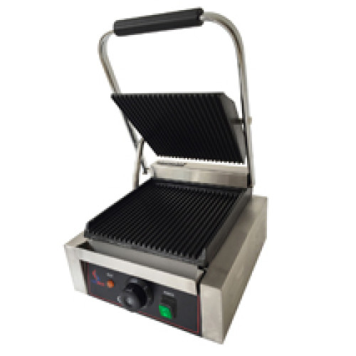 AIRHOT контактный гриль CG одинарный рифленый 1.8кВт 220В +50–300°C, плиты 216×224/236×224 мм, 305×400×220 мм, 13 кг, для кафе, Китай, 12 мес