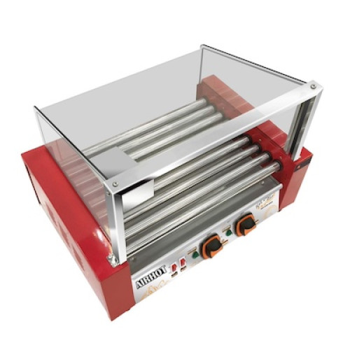 Гриль роликовий AIRHOT RG-9S із захисним екраном, 9 роликів 25 мм×450 мм, +50…+250°C, 220В 1.69кВт, 590×400×420 мм, 12 міс, КНР