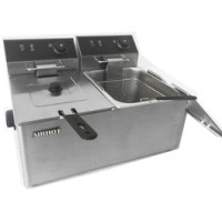 Фритюрница Airhot EF4+4, 2 ванны 4+4 л, 220 В, 4 кВт, +60–200 °C, корзина 212×140×125 мм, ванна 270×185×175 мм, гарантия 12 мес, Китай