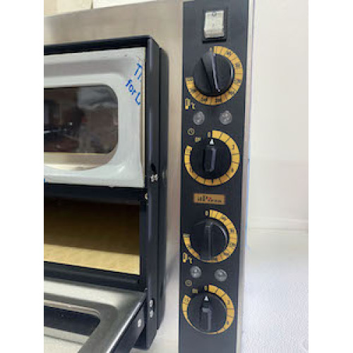 Печь для пиццы ITPIZZA MS1+1, Италия, 2 камеры (на 2 пиццы Ø32 см), камера 410×360×90 мм, 50–320°C, 220 В, 2.4 кВт, 12 мес гарантии, 568×500×430 мм