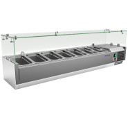 Вітрина настільна холодильна COOLEQ VRX 1500/330, 44,1 л, +2–+8 °C, 7×GN1/4, 1500×330×240 мм, статичне, 12 міс