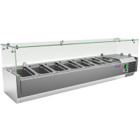 Вітрина настільна холодильна COOLEQ VRX 1500/330, 44,1 л, +2–+8 °C, 7×GN1/4, 1500×330×240 мм, статичне, 12 міс