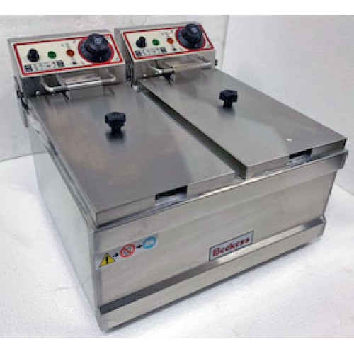 Фритюрниця Beckers FB 6+6 л, 2 кошики (220×200×100 мм), 3+3 кВт, 220 В, 590×430×290 мм, Італія, +50–+190 °C, гарантія 12 міс