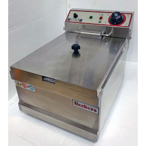 Фритюрниця BECKERS FB 4 LT, 4 л, 2 кВт, 220 В, Італія, 1 кошик 220×130×100 мм, темп. +50–+190 °C, гарантія 12 міс, 195×430×275 мм