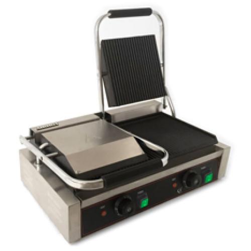 Airhot контактний гриль DCG подвійний рифлений 3.6 кВт 220 В +50…+300 °C робочі 496×277/215×215 мм 600×400×220 мм КНР 12 міс гарантії