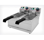 Фритюрниця BECKERS FB 4+4 LT, 2 кошики (220×130×100 мм), об'єм 4+4 л, потужність 2+2 кВт, +50–+190 °C, габарити 390×430×275 мм, Італія, 12 міс гарантії