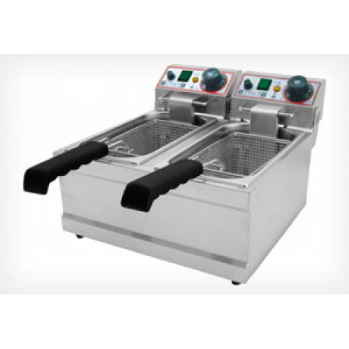 Фритюрниця Beckers FB 6+6 л, 2 кошики (220×200×100 мм), 3+3 кВт, 220 В, 590×430×290 мм, Італія, +50–+190 °C, гарантія 12 міс