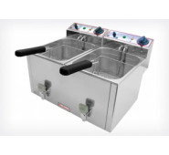 Beckers фритюрниця FR 8+8 LT, електрична, 2 кошики, об'єм 8+8 л, 3+3 кВт, 220 В, 50–190°C, 250×215×105 мм, 530×450×360 мм, Італія, 12міс