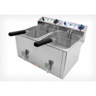 Beckers фритюрниця FR 8+8 LT, електрична, 2 кошики, об'єм 8+8 л, 3+3 кВт, 220 В, 50–190°C, 250×215×105 мм, 530×450×360 мм, Італія, 12міс