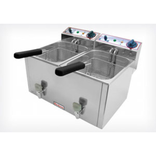 Beckers фритюрниця FR 8+8 LT, електрична, 2 кошики, об'єм 8+8 л, 3+3 кВт, 220 В, 50–190°C, 250×215×105 мм, 530×450×360 мм, Італія, 12міс