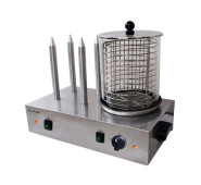 Апарат для хот-дога AIRHOT HDS-04, 4 порції, 0.65кВт 220В, +30–+110°C, шпажки 200мм, 480×280×410мм, гарантія 12 міс, для кафе