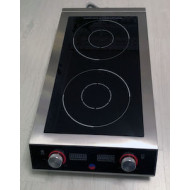 INDOKOR IN7000 D індукційна плита подвійна, 2 конфорки 3,5+3,5 кВт, керамічна поверхня, сенс.-мех. керування, 390х713х123 мм, 220 В, Корея