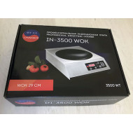 Плита індукційна INDOKOR IN3500 WOK, 3,5 кВт, конфорка Ø290/46 мм, таймер 180 хв, 60–240°C, електронне, 340x433x127 мм, Корея, 12 міс