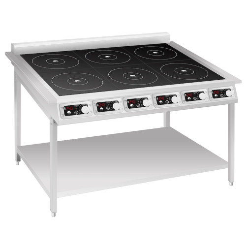 INDOKOR IN3500-6pro індукційна плита на підставці, 6×3,5 кВт, 380 В, сенсорно-мех. керування, 1153х740х911 мм, для ресторанів
