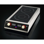 INDOKOR IN7000 D індукційна плита подвійна, 2 конфорки 3,5+3,5 кВт, керамічна поверхня, сенс.-мех. керування, 390х713х123 мм, 220 В, Корея