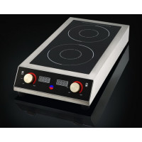 INDOKOR IN7000 D індукційна плита подвійна, 2 конфорки 3,5+3,5 кВт, керамічна поверхня, сенс.-мех. керування, 390х713х123 мм, 220 В, Корея