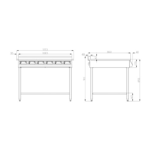 Индукционная плита INDOKOR IN3500-6pro серия 900 на подставке, 6 конфорок 3,5 кВт/конфорка, 380 В, конфорки 360×380 мм, 1153×900×911 мм