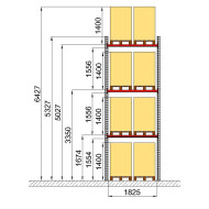 Палетний стелаж Modern Expo 5327x1825x1100 мм, приставна секція, 3 рівні, навантаження до 1600 кг, порошкове фарбування, Україна