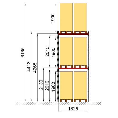 Палетний стелаж Modern Expo 4413x1825x1100 мм, приставна секція, 2 рівні, до 1600 кг, порошкове фарбування, для складу та зберігання палет