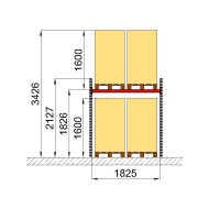 Палетний стелаж Modern Expo 2127х1825х1100 мм, приставна секція, навантаження 1600 кг/рівень, порошкове покриття, Україна