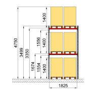 Паллетный стеллаж Modern Expo 3041x1825x1100 мм, основная секция, 2 уровня, нагрузка до 1600 кг, порошковая покраска, Украина