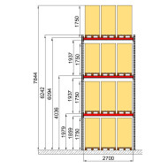Палетний стелаж Modern Expo 6242х2700х1100 мм, основна секція, 3 палети на рівень, макс. навантаження 2400 кг, порошкове фарбування, Україна