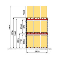 Паллетный стеллаж Modern Expo 3956х2700х1100 мм, основная секция, 3 паллеты на уровень, нагрузка 2400 кг, порошковая покраска, Украина