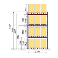 Палетний стелаж Modern Expo 5327х2700х1100 мм, приставна секція, 3 палети на рівень, навантаження до 2400 кг, порошкове фарбування, Україна