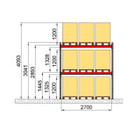 Палетний стелаж Modern Expo 3041х2700х1100 мм, приставна секція, 3 палети/рівень, навантаження до 2400 кг, порошкове фарбування, Україна