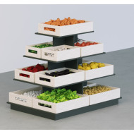 Стелаж острівний прямокутний з ДСП 1100х1300х900 мм, з ящиками, для магазину, ДСП антрацит