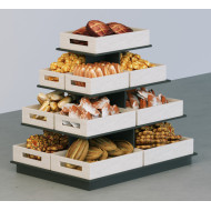 Стелаж острівний прямокутний з ДСП 1100х1300х900 мм, з ящиками, для магазину, ДСП антрацит