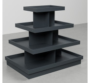 Стелаж острівний прямокутний з ДСП 1100х1300х900 мм, з бортиком, для магазину, ДСП антрацит