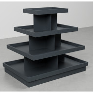 Стелаж острівний прямокутний з ДСП 1100х1300х900 мм, з бортиком, для магазину, ДСП антрацит