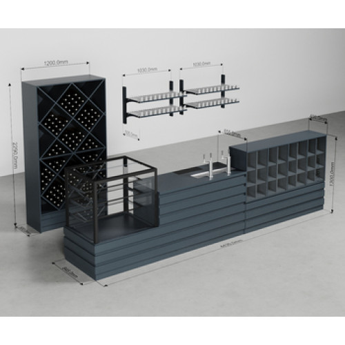 Комплект торгового обладнання з ДСП 1300х4430х650 мм для пивного магазину, антрацит