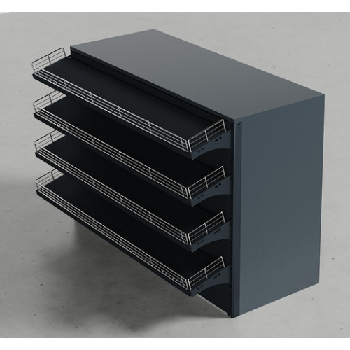 Касовий прилавок з ДСП 900х1280х730 мм, навісні полиці, для магазину або кафе  антрацит